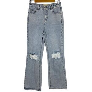 Maison Marguerite Light Wash High Rise Waist Rigid Denim Wide Leg Jeans Size M